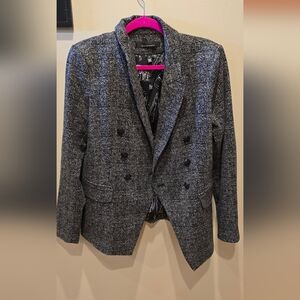 WHBM Grey button suit shoulder padded blazer size 14 womens